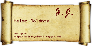 Heisz Jolánta névjegykártya